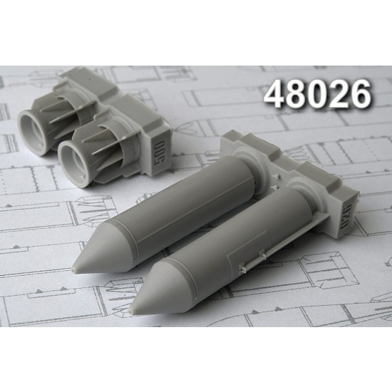 1/48 RBK-500 BETAB, 500kg Cluster Bomb Loaded (2pcs) w/Concrete-Piercing Submunitions