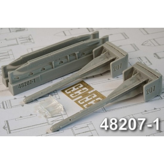 1/48 Russian R-60 Short Range Air to Air Missiles (2pcs) w/Air-Born Launchers P-62-I 