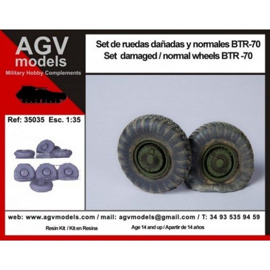 1/35 Russian BTR-70 APC Wheels Set (normal & damaged wheels)