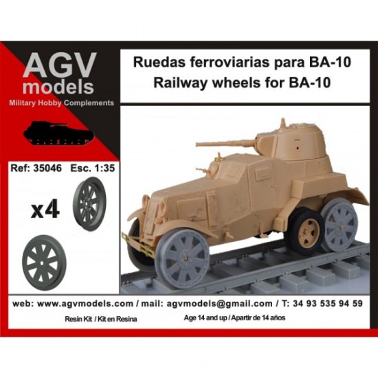 1/35 Soviet BA-10 Armoured Car Railway Wheels Set (4 wheels)