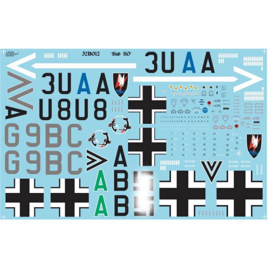 1/32 Stab Messerschmitt Bf-110s Decals