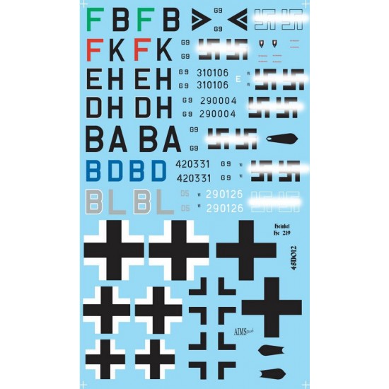 1/48 Heinkel He-219 / A-0 Decals for Tamiya kits