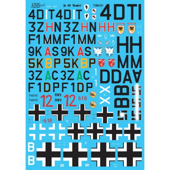 1/72 Junkers Ju 88 Bomber Decals
