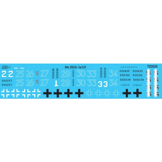 1/72 Messerschmitt Me-262A-1a/U3 Decals