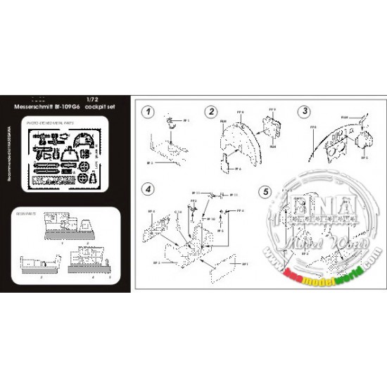 1/72 Messerschmitt Bf-110G Cockpit Set for Italeri kit