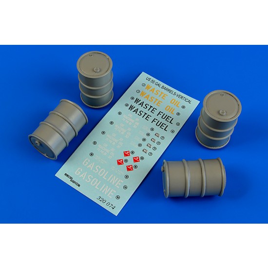 1/32 US 55 Gallon Barrels - Vertical Positon (Resin+Decals)