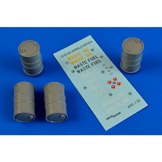 1/48 US 55 Gallon Barrels - Vertical Positon (Resin+Decals)