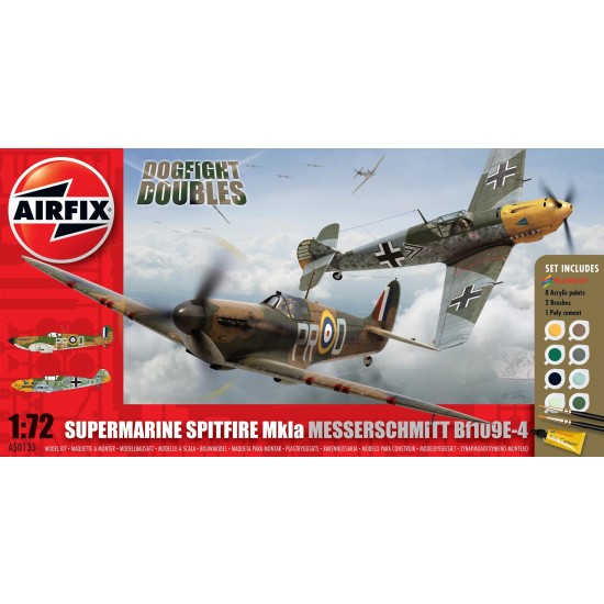1/72 Spitfire Mk.Ia and Messerschmitt Bf109E-4 Dogfight Doubles Gift/Starter Set
