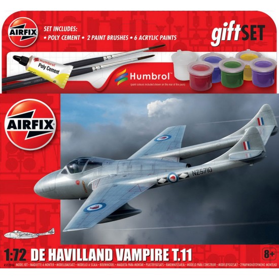 1/72 de Havilland Vampire T.11 Gift Set (kit, paints, cement, brush)