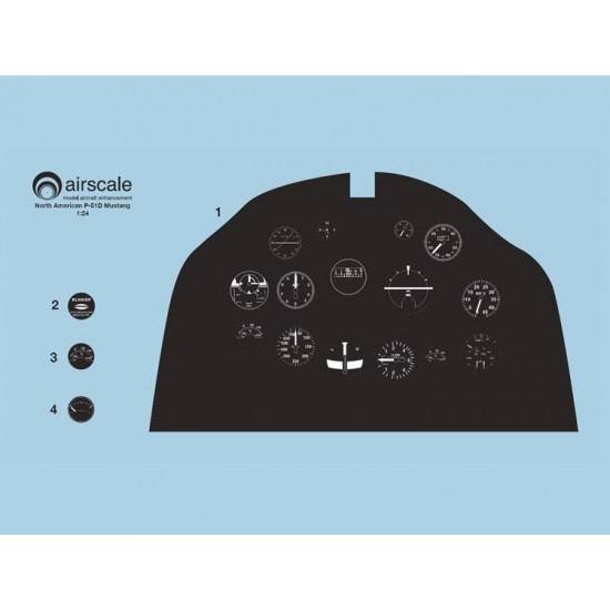 1/24 North American P51D Mustang Instrument Panel Decals for Airfix kits