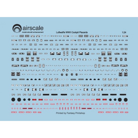 1/24 WWII Luftwaffe Cockpit Placards & Dataplates Decals