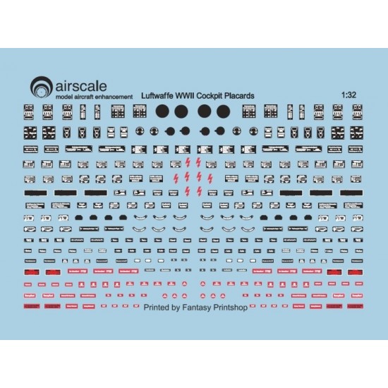 1/32 WWII Luftwaffe Cockpit Placards & Dataplates Decals