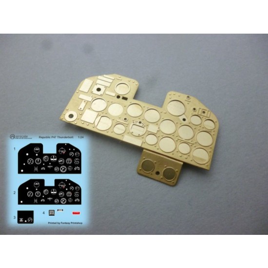 1/24 Republic P-47 Thunderbolt Instrument Panel PE & Decal for Kinetic kits