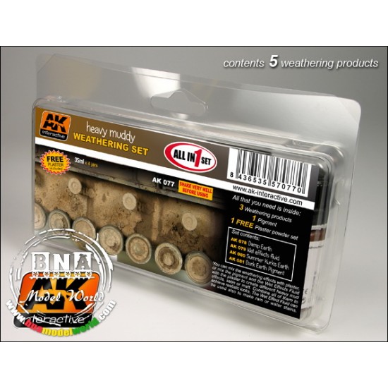 Heavy Muddy Weathering Set (3x Enamel Colours & 1x Pigment & 1x Plaster Powder)