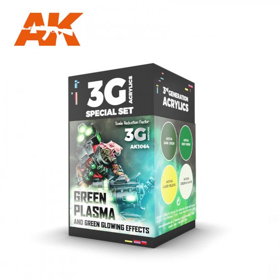 Acrylic Paint 3G Set for Wargame - Green Plasma And Glowing Effects (4x 17ml)