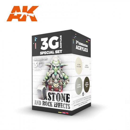Acrylic Paint 3G Set for Wargame - Stone And Rock Effects (4x 17ml)