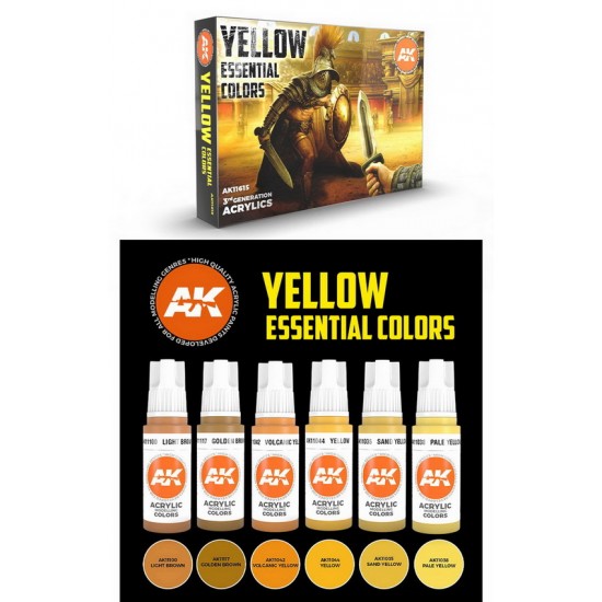 Acrylic Paint (3rd Generation) Set - Yellow Essential Colours (6x 17ml)