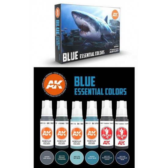 Acrylic Paint (3rd Generation) Set - Blue Essential Colours (6x 17ml)