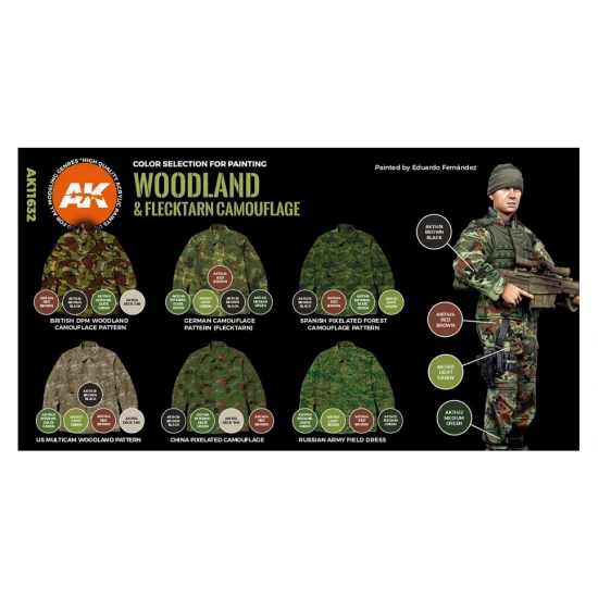 Acrylic Paint 3rd Generation Set for Figures Modern Woodland and Flecktarn Camouflages 3G