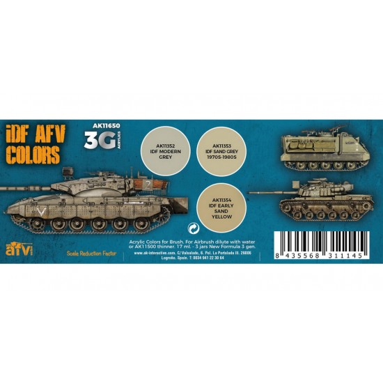 Acrylic Paint (3rd Generation) Set for AFV - IDF AFV Colour Combos (3x 17ml)