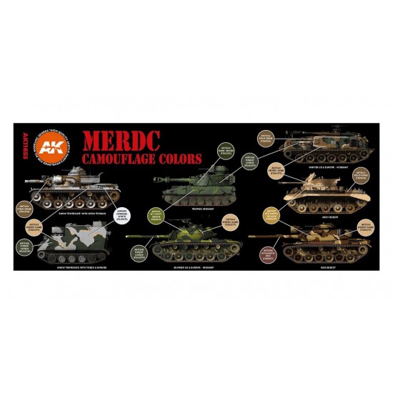 Acrylic Paint (3rd Generation) Set for AFV - Merdc Camouflage Colours 3G (8x 17ml)