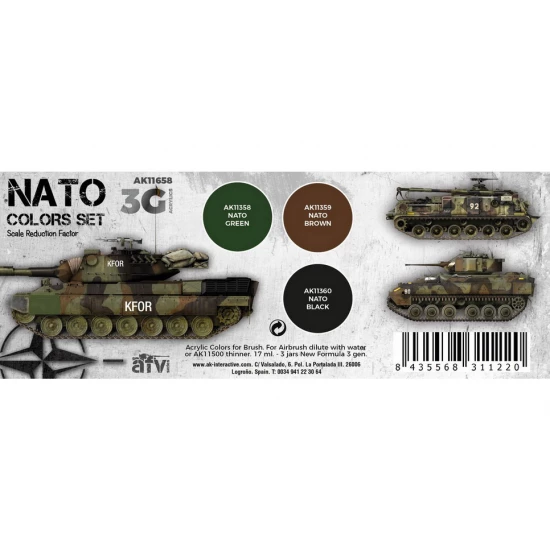 Acrylic Paint (3rd Generation) Set for AFV - Nato Colours 3G