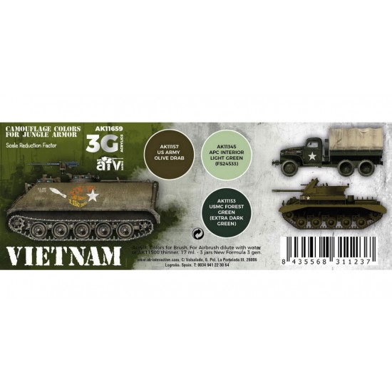 Acrylic Paint (3rd Generation) Set for AFV - Vietnam Colours 3G (3x 17ml)