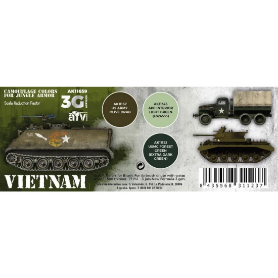 Acrylic Paint (3rd Generation) Set for AFV - Vietnam Colours 3G (3x 17ml)