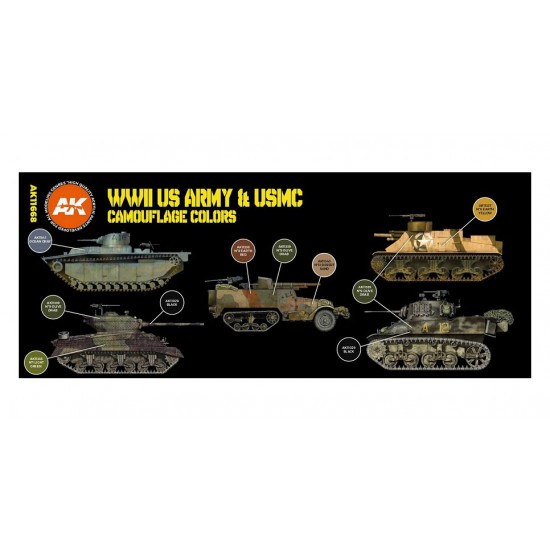 Acrylic Paint (3rd Generation) Set for AFV US Army & USMC Camouflage Colours 3G (8x17ml)