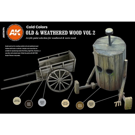 AK Interactive Old Weathered Wood Vol.2 Cold Colors Acrylic Paint