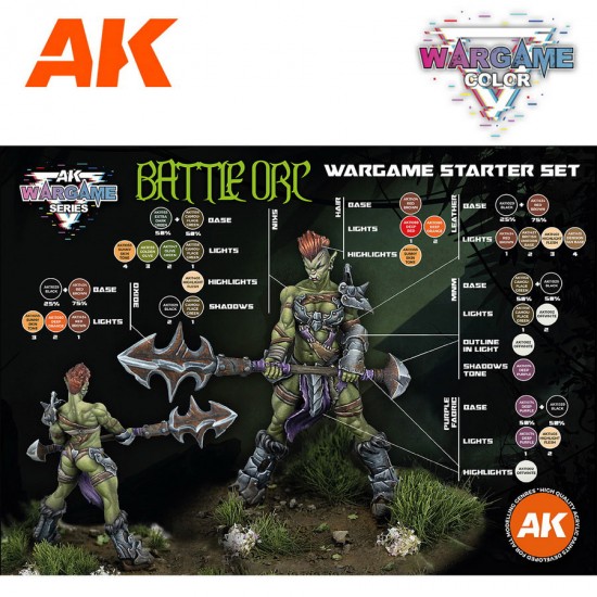 Acrylic Paint (3rd Gen.) Wargame Starter Set - Battle ORC (14x 17ml, 30mm figure)