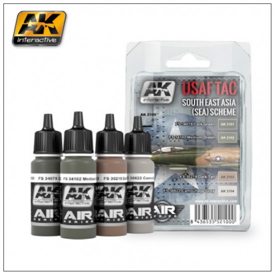 Acrylic Paint Set - USAF Tactical South East Asia (SEA) Scheme 1960s-1970s Colours (17ml x 4)