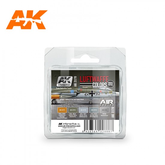 Acrylic Paint Set - Luftwaffe Colours 1960s 1970s (4 x 17ml acrylics & 30ml Xtreme Metal)