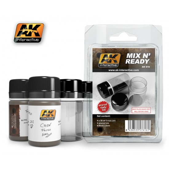 Mix N Ready (4 Empty Jars with blank labels)