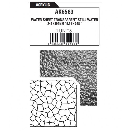 Acrylic Textured Sheet - Transparent Still Water (245mm x 195mm)