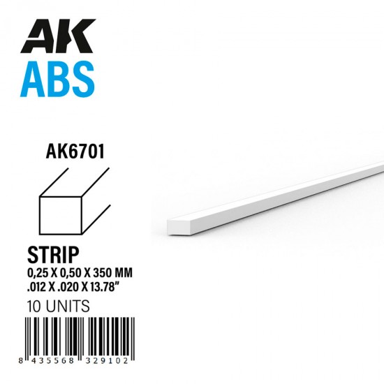 ABS Strips 0.25 x 0.50 x 350mm (10pcs)