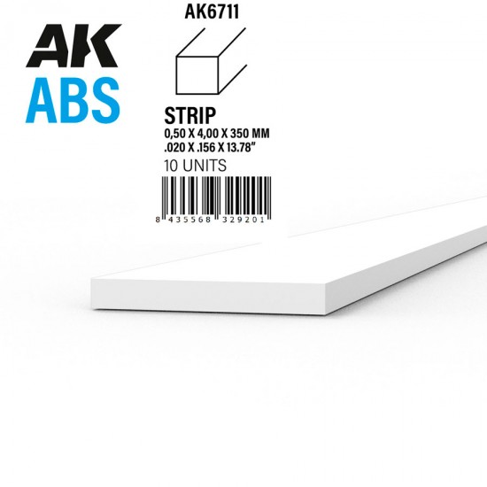 ABS Strips 0.50 x 4.00 x 350mm (10pcs)