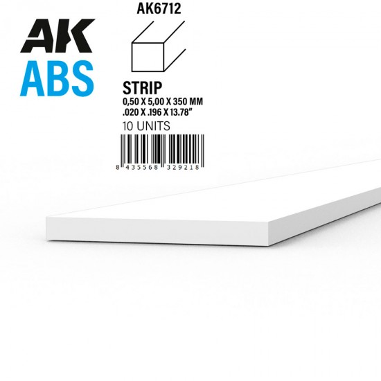 ABS Strips 0.50 x 5.00 x 350mm (10pcs)