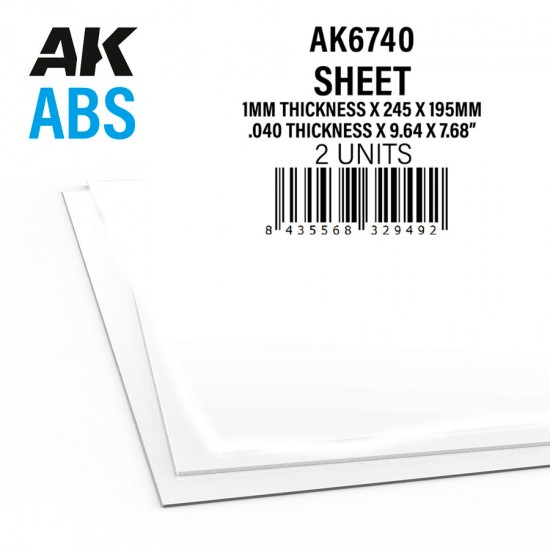 ABS Sheet - 1.5mm thickness x 245 x 195mm (2pcs)