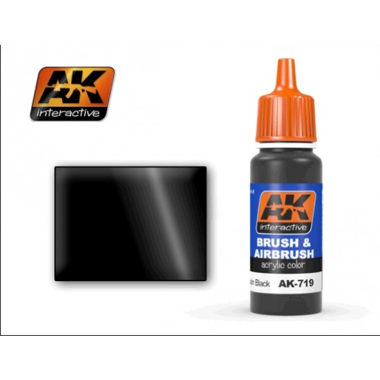 Acrylic Paint - Satin Black for New Rubber / Tyres (17ml)