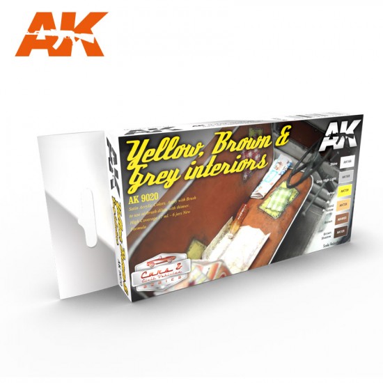 Acrylic Paint Set - Yellow, Brown & Grey Interiors (6 x 17ml)
