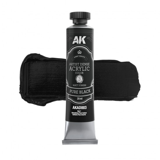 Artist Dense Acrylic Colour - Pure Black (20ml, matt finish)
