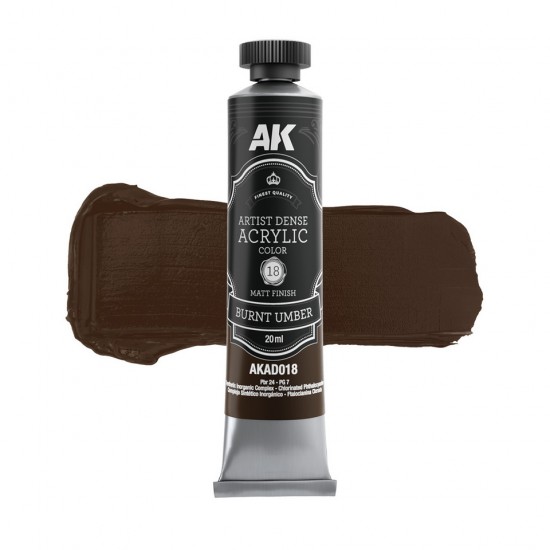 Artist Dense Acrylic Colour - Burnt Umber (20ml, matt finish)
