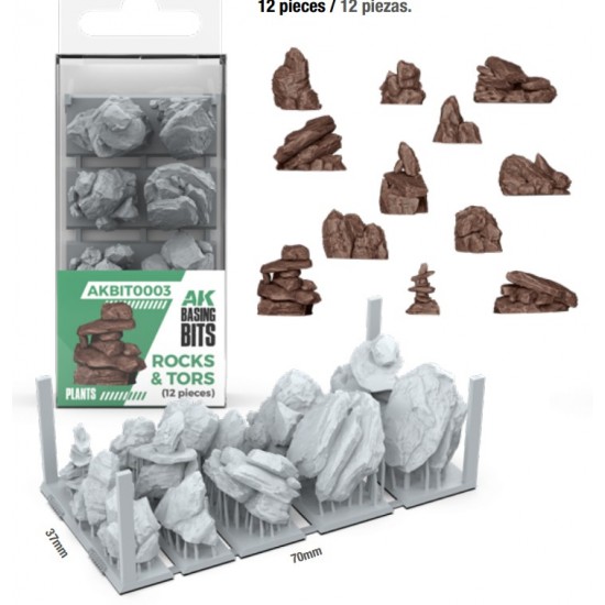 Wargames Basing Bit - Plants #Rocks & Tors (12pcs)