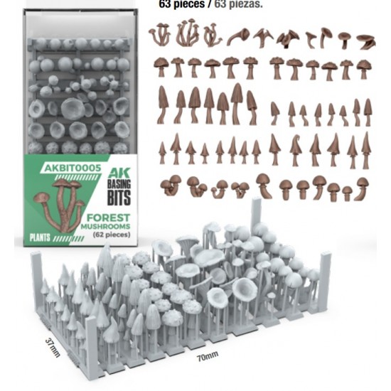 Wargames Basing Bit - Plants #Forest Mushrooms (63pcs)