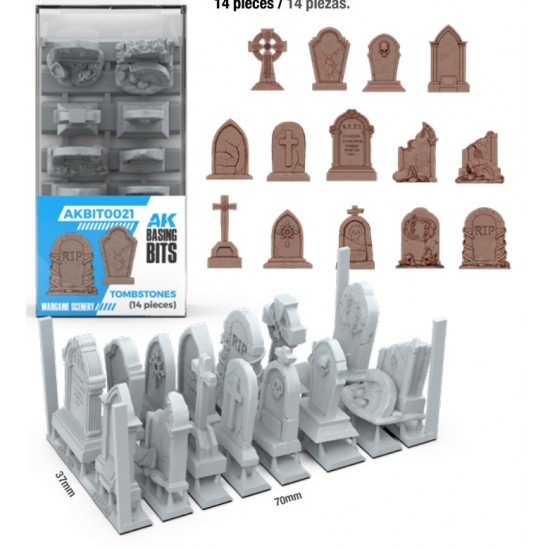 Wargames Basing Bit - Wargame Scenery #Tumbstones (14pcs)