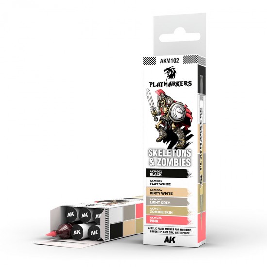 Playmarkers Set - Skeletons and Zombies (6 acrylic paint markers)