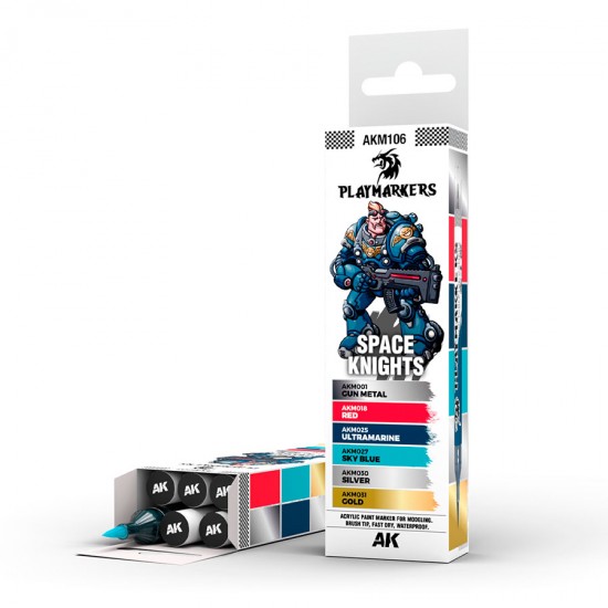 Playmarkers Set - Space Knight (6 acrylic paint markers)