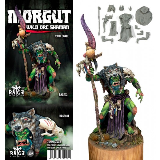 75mm Scale Figure - Morgut Wild Orc Shaman (height: 150mm)
