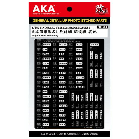 1/350 IJN Naval Vessels Ship Nameplates I (original font redrawing)